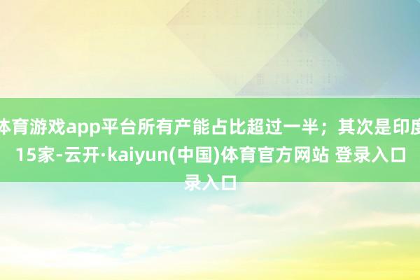 体育游戏app平台所有产能占比超过一半;其次是印度15家-云开·kaiyun(中国)体育官方网站 登录入口